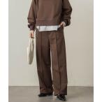 スウェットパンツ ジャージ 裏起毛ピンタックセミワイドパンツ「セットアップ対応/手洗い可能」 レディース
