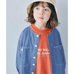 ノーカラージャケット アウター 「ジュニア対応」ギンガムチェックとデニムのノーカラーシャツジャケット キッズ 子供服 男の子 女の子