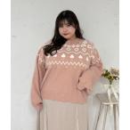 ニット セーター 「大きいサイズ」ハートノルディックニットチュニック レディース