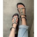 サンダル キラキラ フラットサンダル レディース