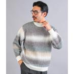 セーター ニット グラデーション畦編みモックネックニットセーター メンズ