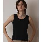 タンクトップ ノースリーブ Uネックリブニットトップ レディース