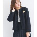 ジャケット ノーカラージャケット フロントホックツイードジャケット レディース