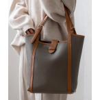 ハンドバッグ 縦長バイカラーハンドバッグ