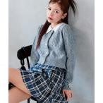 カーディガン 「完売カラー再販開始！」金ボタンケーブル衿カーデ レディース