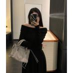 ワンピース オフショルダー ニット フレア ワンピース