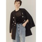 ジャケット ノーカラージャケット モチーフビジュージャケット レディース