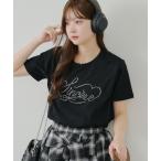 tシャツ キラキラロゴTシャツ レディース