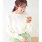 ニット セーター 「洗える」大人の上品コーデに お袖ビジュー釦付きリブドルマンニット レディース