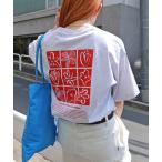 tシャツ ロゴフラワーイラストプリント半袖Tシャツ レディース メンズ