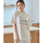 パジャマ ルームウェア レーヨンロゴワンポイントTシャツ レディース