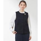 ショッピングツイード ベスト ジレ 綿スラブニットツイードジレ レディース