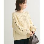 ニット セーター 変形ケーブルニットプルオーバー レディース