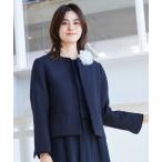 ジャケット ノーカラージャケット 「入卒/セレモニー」ツイードクルーネックジャケット レディース