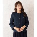 ジャケット ノーカラージャケット ファンシーツイード調ジャケット レディース