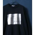 トレーナー スウェット Silver Foil Print Fleece Oversized Sweat shirt/シルバー箔プリント 裏毛 オーバ