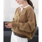 ニット セーター アンチピリングキーネックコクーンニットプルオーバー レディース