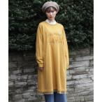 ワンピース 40／20裏毛×60コットンローンガーランドアネモネ刺繍ワンピース