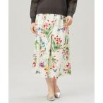 スカート ペイントタッチフラワープリント スカート
