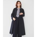ノーカラーコート コート 「撥水/春コート」コットンライク ストレッチコート レディース