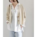 ジャケット テーラードジャケット quaranciel:「手洗い可能」コンパクト ワイド テーラード ニット ジャケット レディース