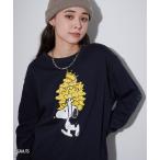ショッピングスヌーピー tシャツ 「PEANUTS/ピーナッツ」スヌーピー/SNOOPY スリーブ刺繍デザインロンT レディース