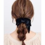 ヘアクリップ ベロア変形リボンフックポニー