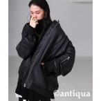 「antiqua」 「tree cafe」ジップアップブルゾン FREE ブラック レディース