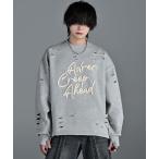 トレーナー スウェット heavy weight damage logo draw code sweat / ヘビーウェイトダメージロゴドローコードス