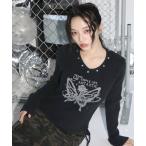 tシャツ アイレットネックグラフィックカ