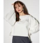 トレーナー スウェット ラインストーンロゴスウェットトップス　トレーナー レディース