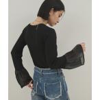 tシャツ シアーカフスリブニットプルオーバー レディース