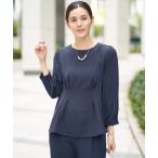 ブラウス シャツ 「洗える/イージーケア」サテンストレッチペプラムブラウス「セットアップ対応」 レディース