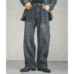 ジーンズ Fleece lining vintage wash wide denim pants / 裏フリースビンテージウォッシュワイドデニムパンツ
