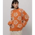 ニット セーター フラワージャガードニットプルオーバー レディース