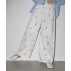 パンツ 「MINERTE」flower print wide pants / フラワープリントワイドパンツ レディース
