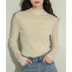 tシャツ シアーモックネックトップス レディース