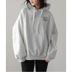 トレーナー スウェット 裏起毛 胸元フラワー刺繍パーカー レディース