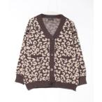 カーディガン レオパード柄ルーズニットカ