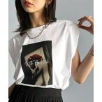 tシャツ シンプルなのに着映える!お花フォトプリントシルケット加工フレンチスリーブTシャツ レディース