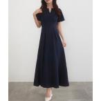 ワンピース キーネックタックデザインワンピース「ペチスカートSET」