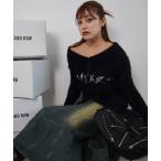 ニット セーター オフショルダーシャギーニット レディース