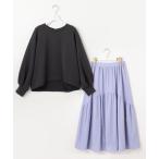 セットアップ 「洗える・2SET」ダンボール プルオーバー×ギャザー スカート レディース