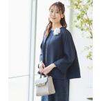 ジャケット ノーカラージャケット セレモニー対応9分袖Aラインノーカラージャケット レディース