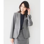 ジャケット ノーカラージャケット 「通勤スーツ」ウーステッド カラーレスジャケット レディース
