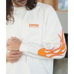 tシャツ FLAME Sleeve L/S T-SHIRTS/スラッシャーサイドフレームプリントデザイン長袖Tシャツ メンズ レディース