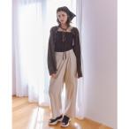 パンツ リネン混ラップワイドパンツ レディース