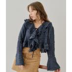 ブラウス シャツ フリルデザインフロントリボンブラウス レディース