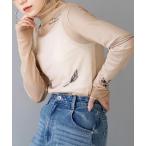 tシャツ タトゥープリント ハイネックシアーカットソー レディース