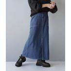 デニムスカート フロントスリット ベイカースカート